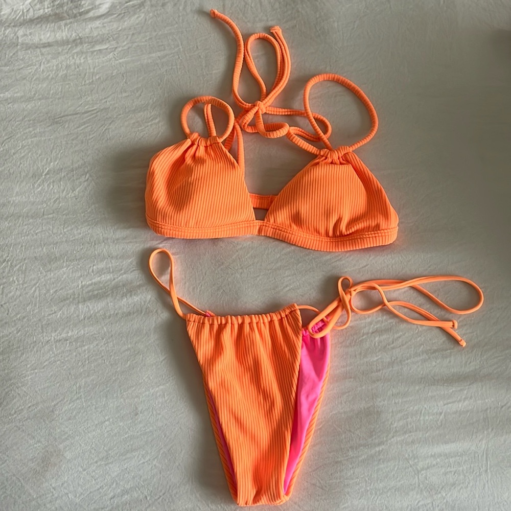One one swim orange bikini set